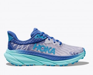 Women's HOKA Challenger 7 Trail Running Shoes Blue / Grey | WBUAG-8956