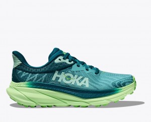 Women's HOKA Challenger 7 Trail Running Shoes Green | URHJQ-6947