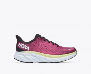 Women's HOKA Clifton 8 Running Shoes Light Burgundy | NHUEX-0792