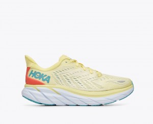 Women's HOKA Clifton 8 Running Shoes Light Yellow | IAKDT-4591