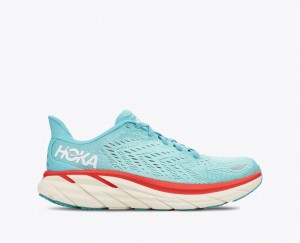 Women's HOKA Clifton 8 Running Shoes Turquoise | XZRYA-9471