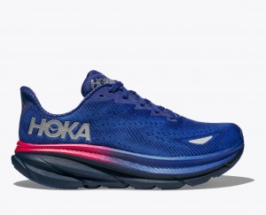 Women's HOKA Clifton 9 GTX Running Shoes Blue | WUDSG-9842