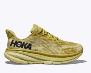 Women's HOKA Clifton 9 Running Shoes Khaki | NDEKS-2160