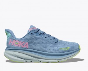 Women's HOKA Clifton 9 Running Shoes Light Blue | XPQYU-3719