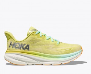 Women's HOKA Clifton 9 Running Shoes Light Green | FQSWE-0784