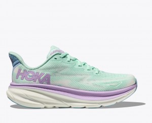 Women's HOKA Clifton 9 Running Shoes Turquoise / Purple | ZTNPJ-7810