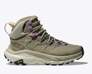 Women's HOKA Kaha 2 GTX Hiking Boots Light Olive | CQDXV-4583