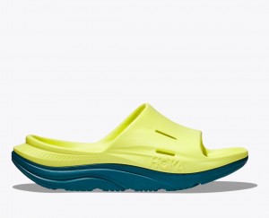 Women's HOKA Ora Recovery 3 Slide Light Green / Dark Green | TFVXH-6459