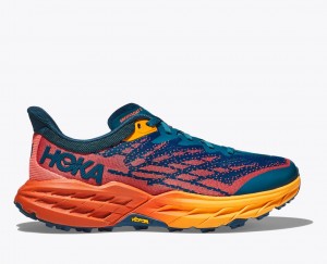 Women's HOKA Speedgoat 5 Trail Running Shoes Dark Blue / Orange | FODYT-3945