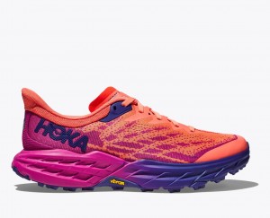 Women's HOKA Speedgoat 5 Trail Running Shoes Orange / Fuchsia | KCPRL-4819