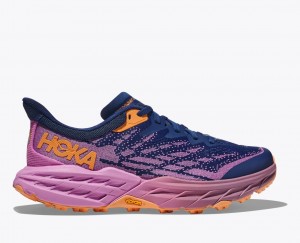 Women's HOKA Speedgoat 5 Trail Running Shoes Navy / Pink | AXOSZ-3407