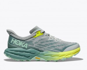 Women's HOKA Speedgoat 5 Trail Running Shoes Green / Grey | QLDWU-2189