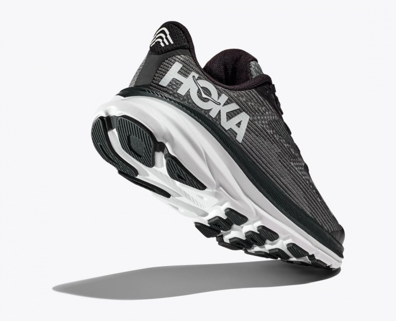 Kids' HOKA Clifton 9 Running Shoes Black / White | FIELY-2513