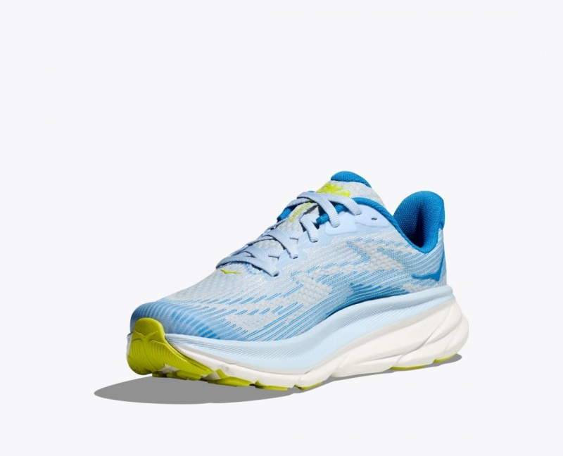 Kids' HOKA Clifton 9 Running Shoes Blue / White | VALUG-3059