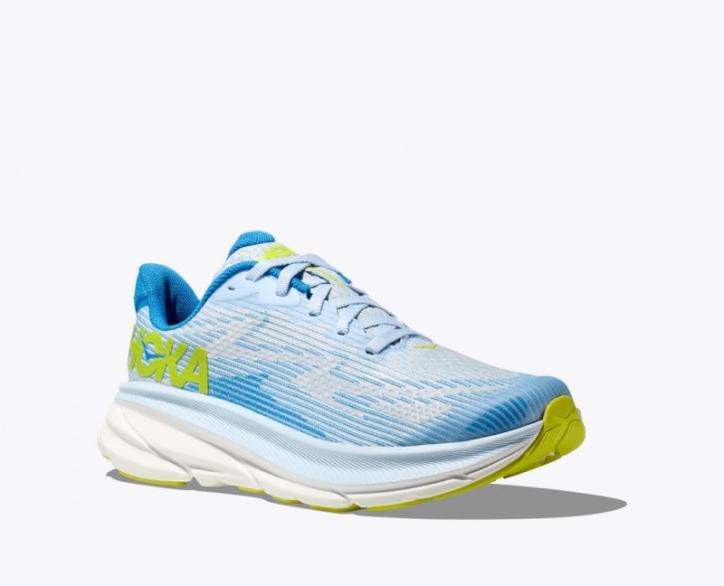 Kids' HOKA Clifton 9 Running Shoes Blue / White | VALUG-3059