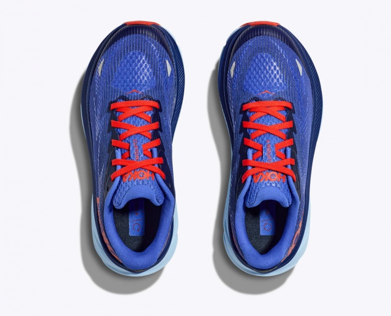 Kids' HOKA Clifton 9 Running Shoes Dark Blue / Red | ENBVX-3201