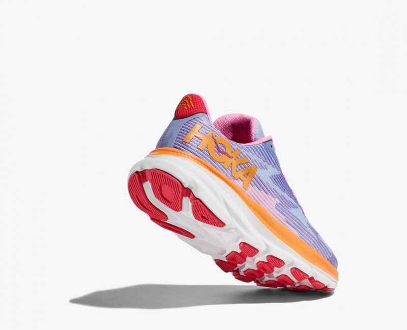 Kids' HOKA Clifton 9 Running Shoes Light Purple / Orange / Pink | MTOHZ-7305