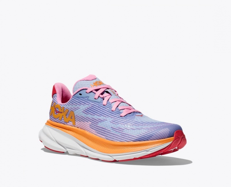 Kids' HOKA Clifton 9 Running Shoes Light Purple / Orange / Pink | MTOHZ-7305