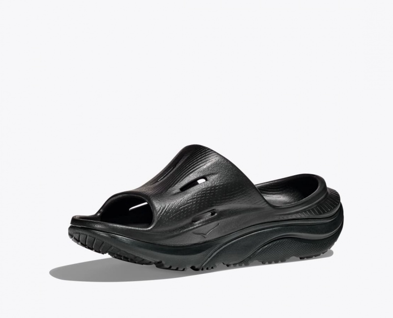 Kids' HOKA Ora Recovery 3 Slides Black | ZJAWR-1890