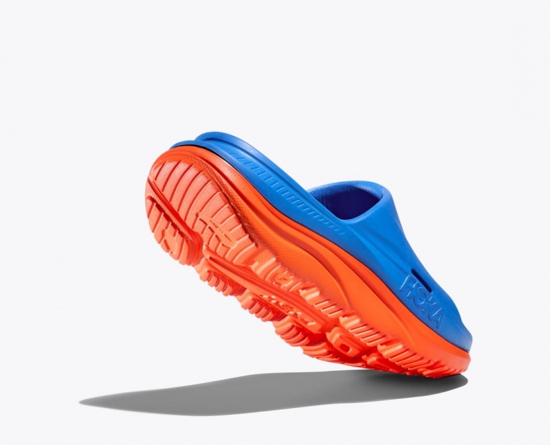 Kids' HOKA Ora Recovery 3 Slides Blue / Orange | VAEJD-4927