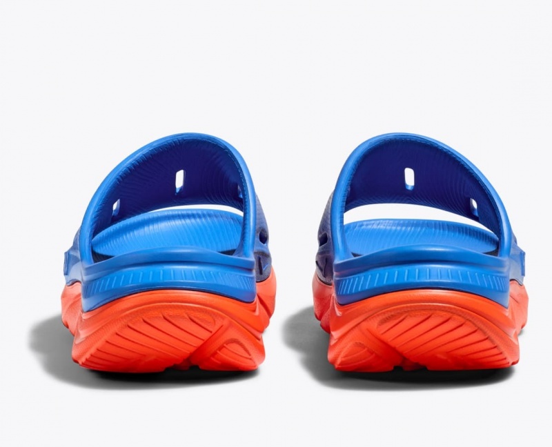 Kids' HOKA Ora Recovery 3 Slides Blue / Orange | VAEJD-4927