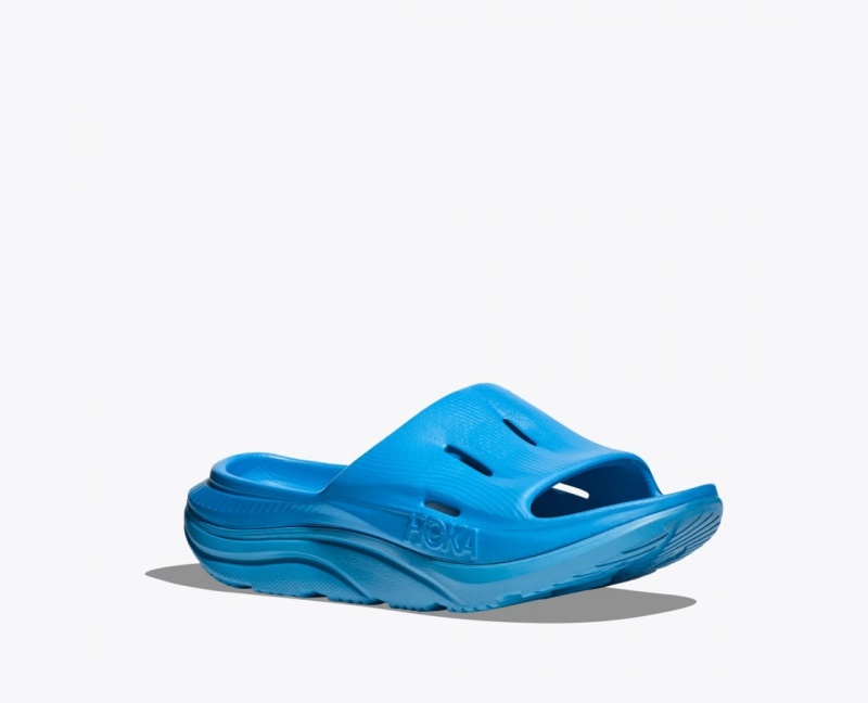 Kids' HOKA Ora Recovery 3 Slides Blue | WNKHI-8136