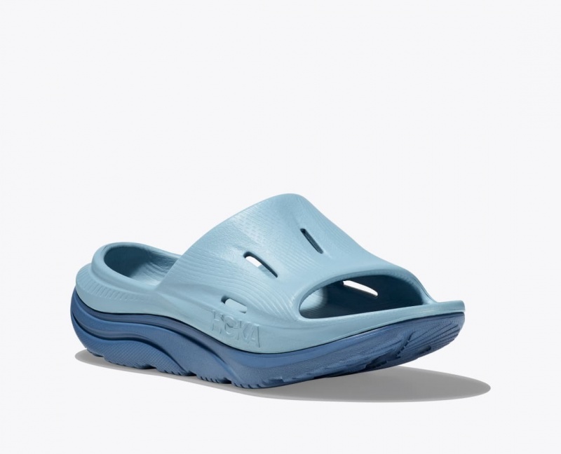 Kids' HOKA Ora Recovery 3 Slides Light Blue / Dark Blue | VBZPO-0425