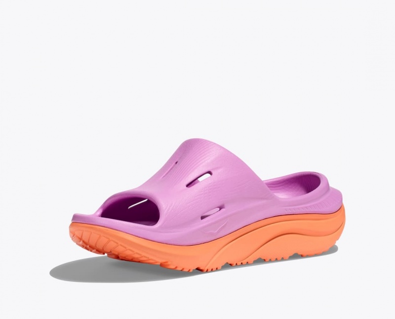 Kids' HOKA Ora Recovery 3 Slides Pink / Orange | SIGFW-0239