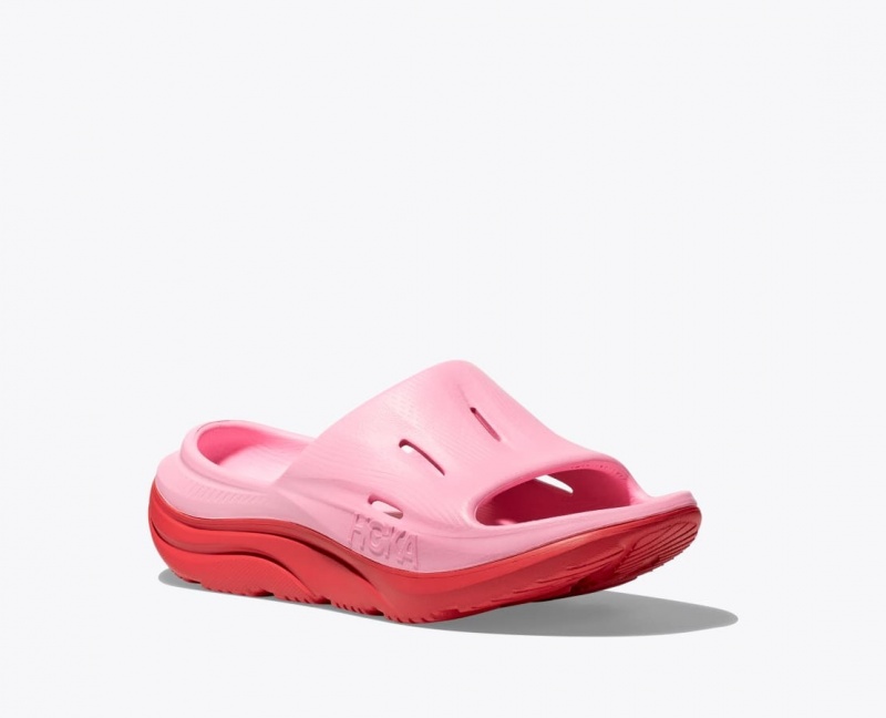 Kids' HOKA Ora Recovery 3 Slides Pink / Red | QCDFY-9570