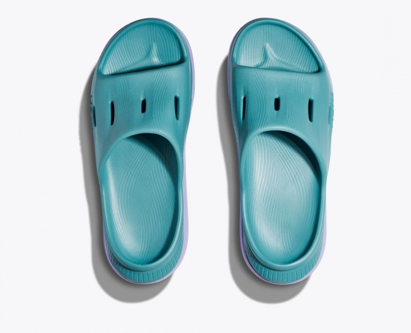 Kids' HOKA Ora Recovery 3 Slides Turquoise / Light Purple | YGHPX-2046