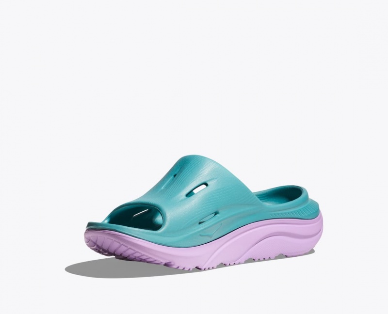 Kids' HOKA Ora Recovery 3 Slides Turquoise / Light Purple | YGHPX-2046