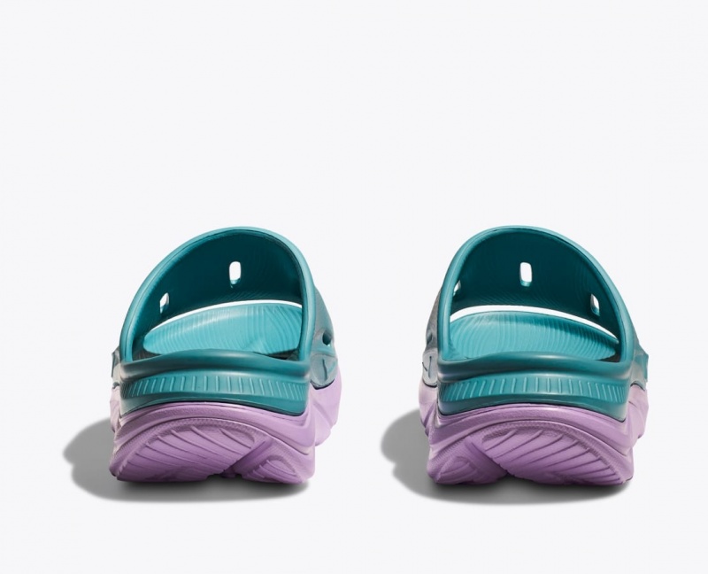 Kids' HOKA Ora Recovery 3 Slides Turquoise / Light Purple | YGHPX-2046