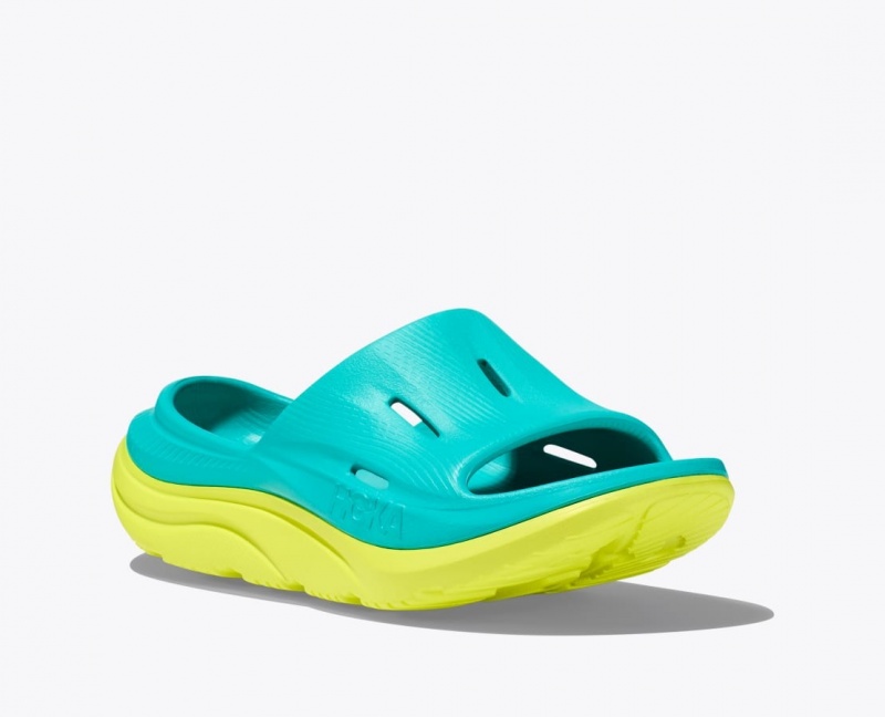 Kids' HOKA Ora Recovery 3 Slides Turquoise / Green | BYPWD-6734