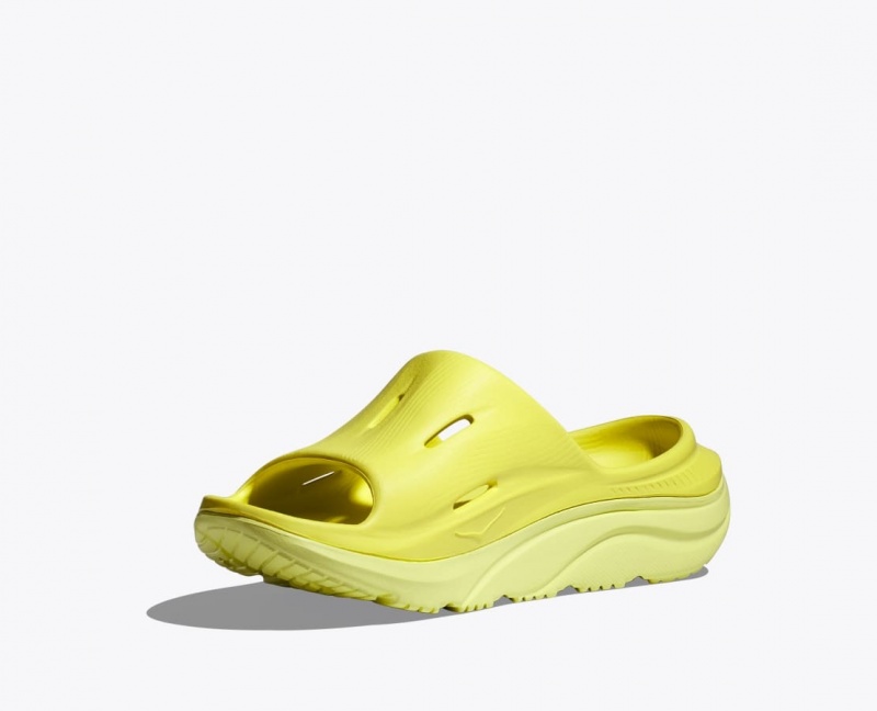 Kids' HOKA Ora Recovery 3 Slides Yellow | WYHGD-7509