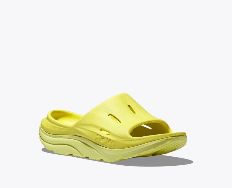 Kids' HOKA Ora Recovery 3 Slides Yellow | WYHGD-7509