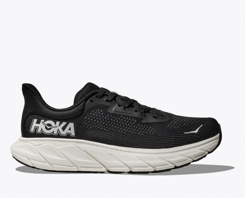 Men\'s HOKA Arahi 7 Running Shoes Black / White | FNVCE-0481