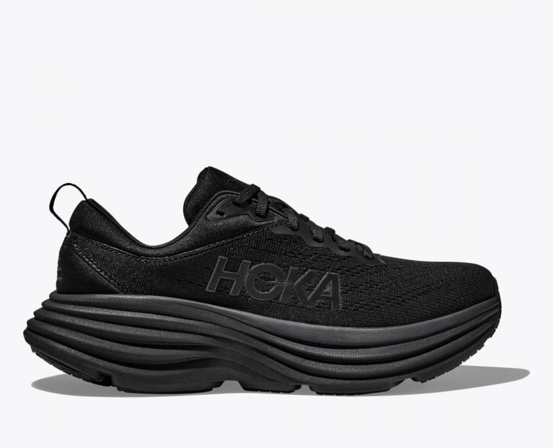 Men\'s HOKA Bondi 8 Running Shoes Black | DEPJQ-4086