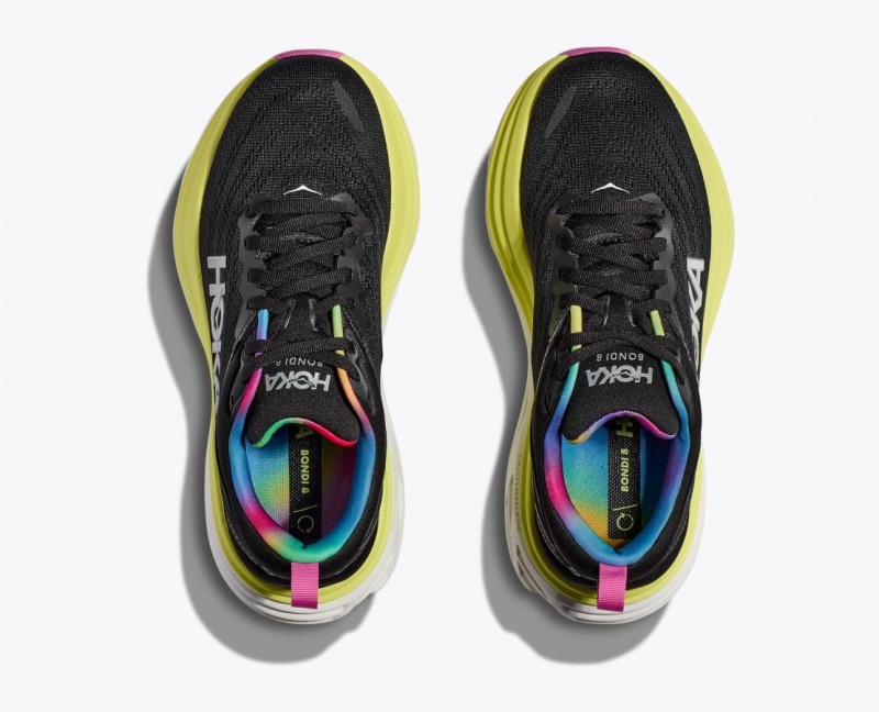 Men's HOKA Bondi 8 Running Shoes Black / Multicolor | ADXVE-4296