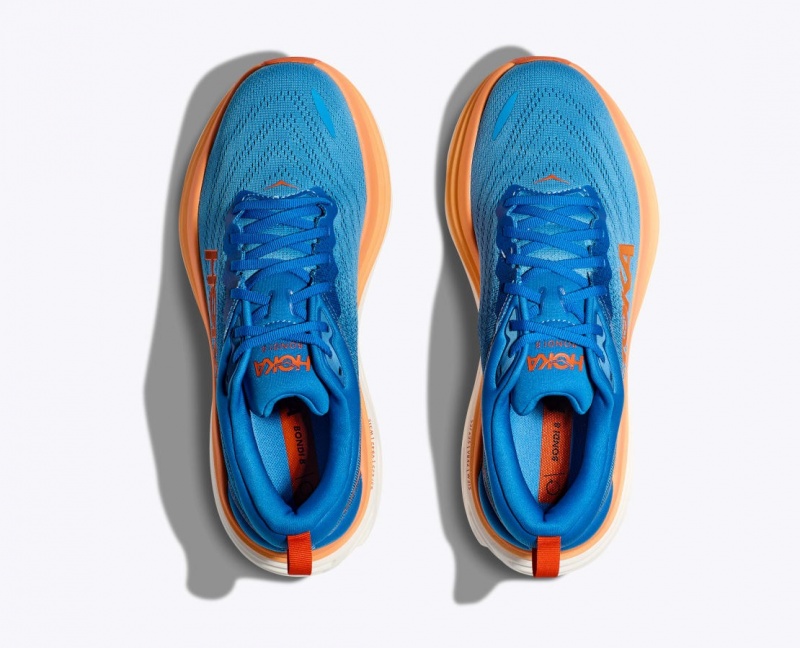 Men's HOKA Bondi 8 Running Shoes Blue / Orange | JOHEY-9603