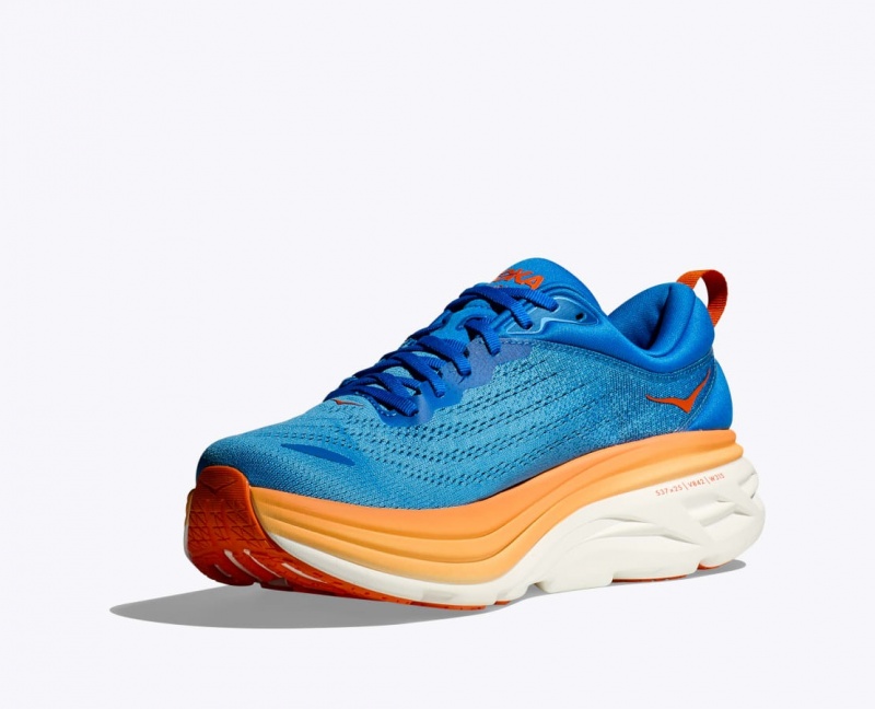 Men's HOKA Bondi 8 Running Shoes Blue / Orange | JOHEY-9603