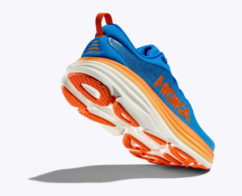 Men's HOKA Bondi 8 Running Shoes Blue / Orange | JOHEY-9603