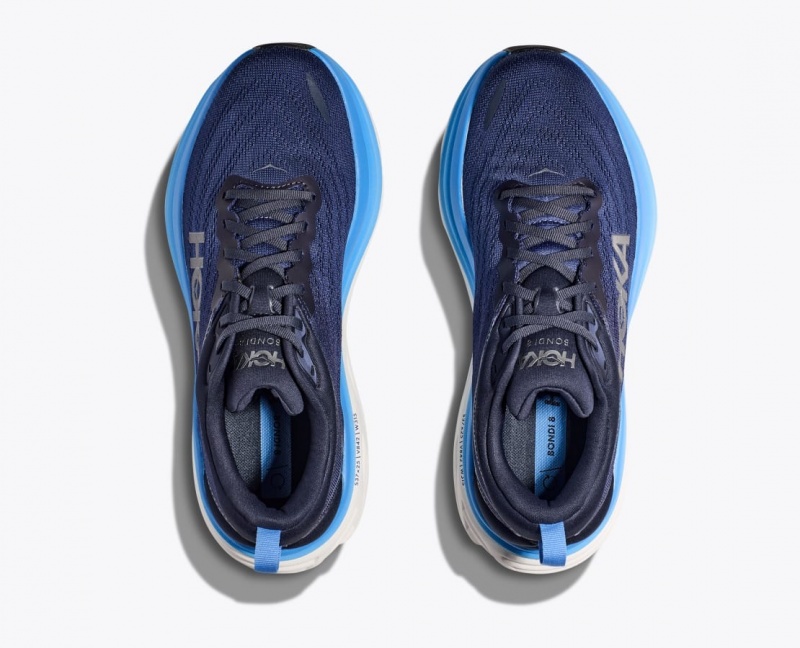 Men's HOKA Bondi 8 Running Shoes Dark Blue / Blue | KIMJC-7968