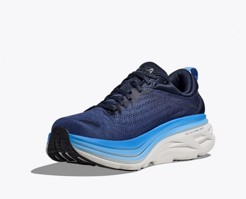 Men's HOKA Bondi 8 Running Shoes Dark Blue / Blue | KIMJC-7968