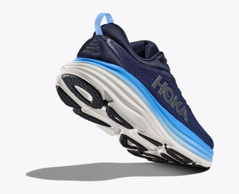 Men's HOKA Bondi 8 Running Shoes Dark Blue / Blue | KIMJC-7968