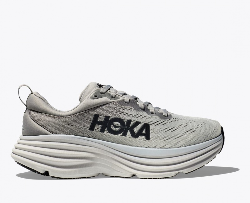 Men\'s HOKA Bondi 8 Running Shoes Grey | WZKYI-6519