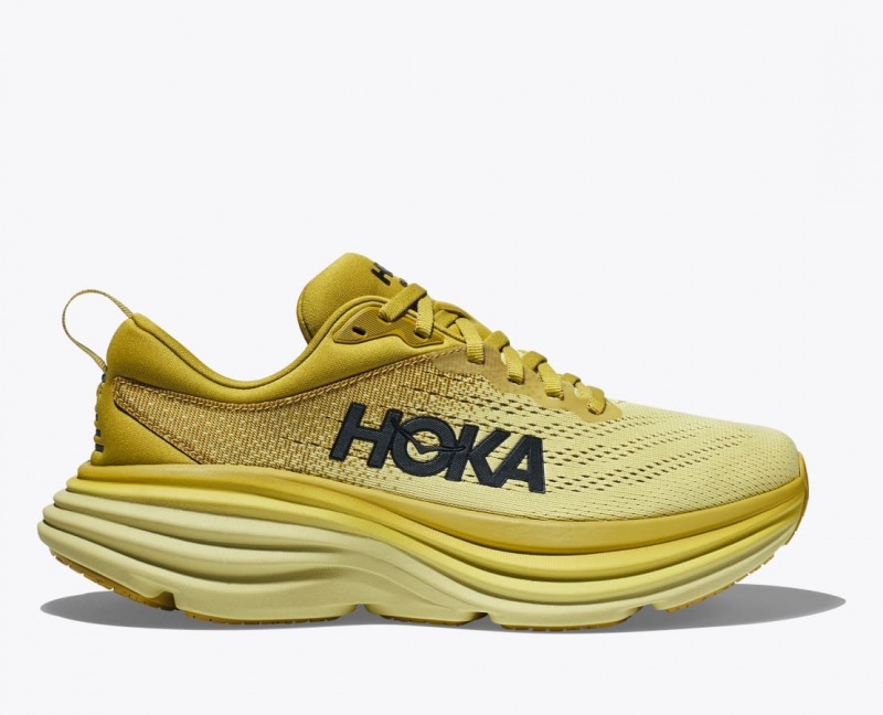 Men\'s HOKA Bondi 8 Running Shoes Khaki | WESGA-9786