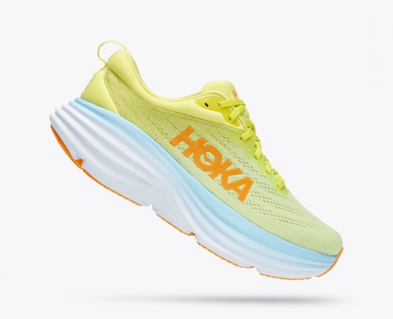 Men's HOKA Bondi 8 Running Shoes Light Green / Light Blue | GFBYU-8643