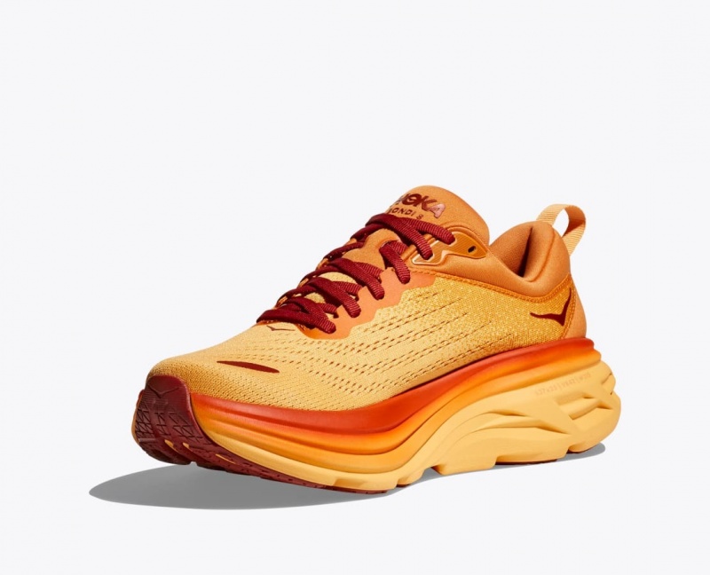 Men's HOKA Bondi 8 Running Shoes Orange | HQXSR-4291