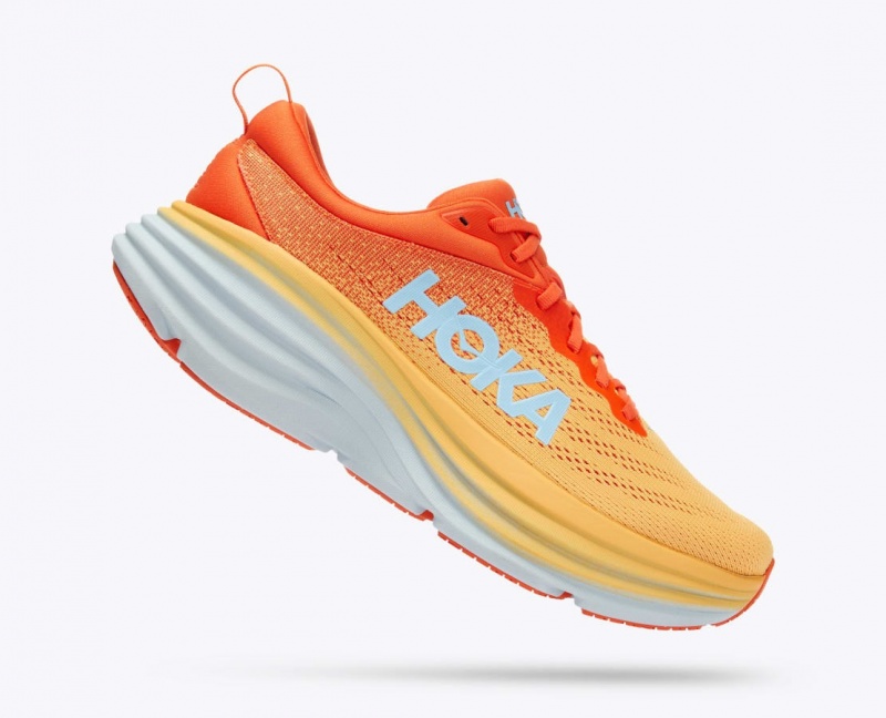 Men's HOKA Bondi 8 Running Shoes Orange / Red | WIJTC-9051