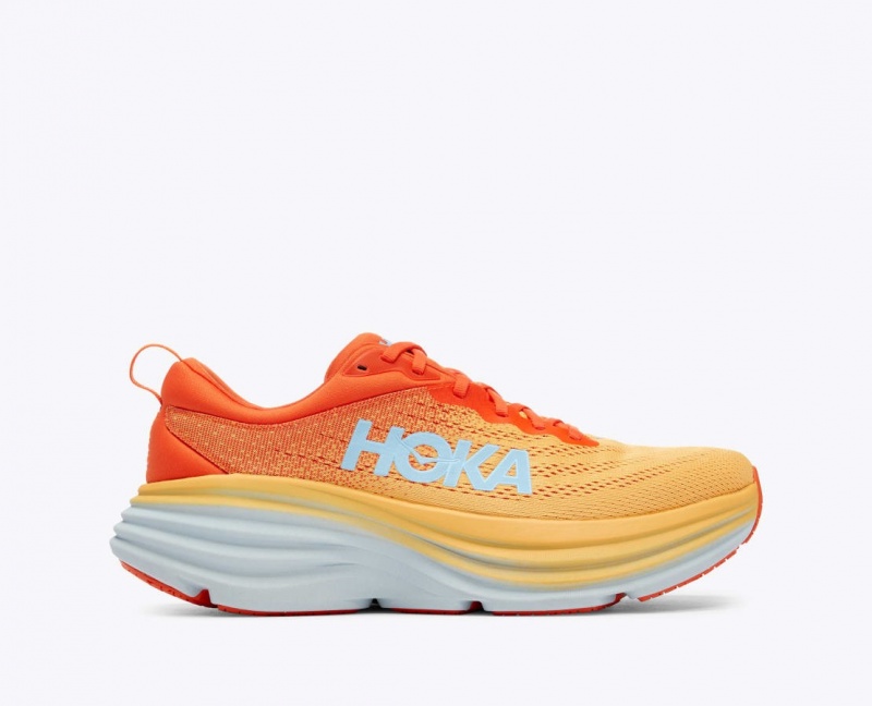 Men\'s HOKA Bondi 8 Running Shoes Orange / Red | WIJTC-9051